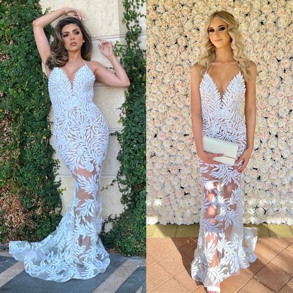 NWT Nadine Merabi White Stella Gown Size XS/2 - Picture 13 of 17